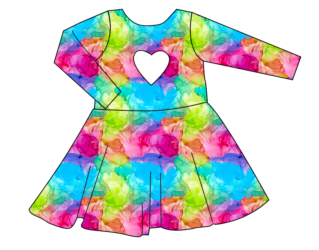 Rainbow Splash Molly Heart Back Twirly Dress