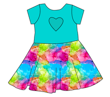 Load image into Gallery viewer, Rainbow Splash Molly Heart Back Twirly Dress