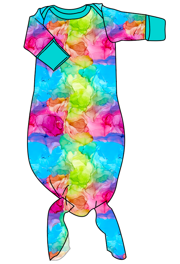 Rainbow Splash Newborn Knotted Gown
