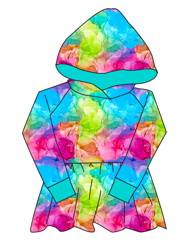 Rainbow Splash Peplum Hoodie (or Crewneck)