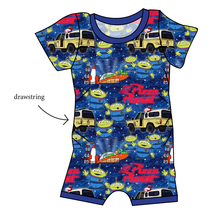 Load image into Gallery viewer, Pizza Planet Grow With Me Pants And Shorts Romper
