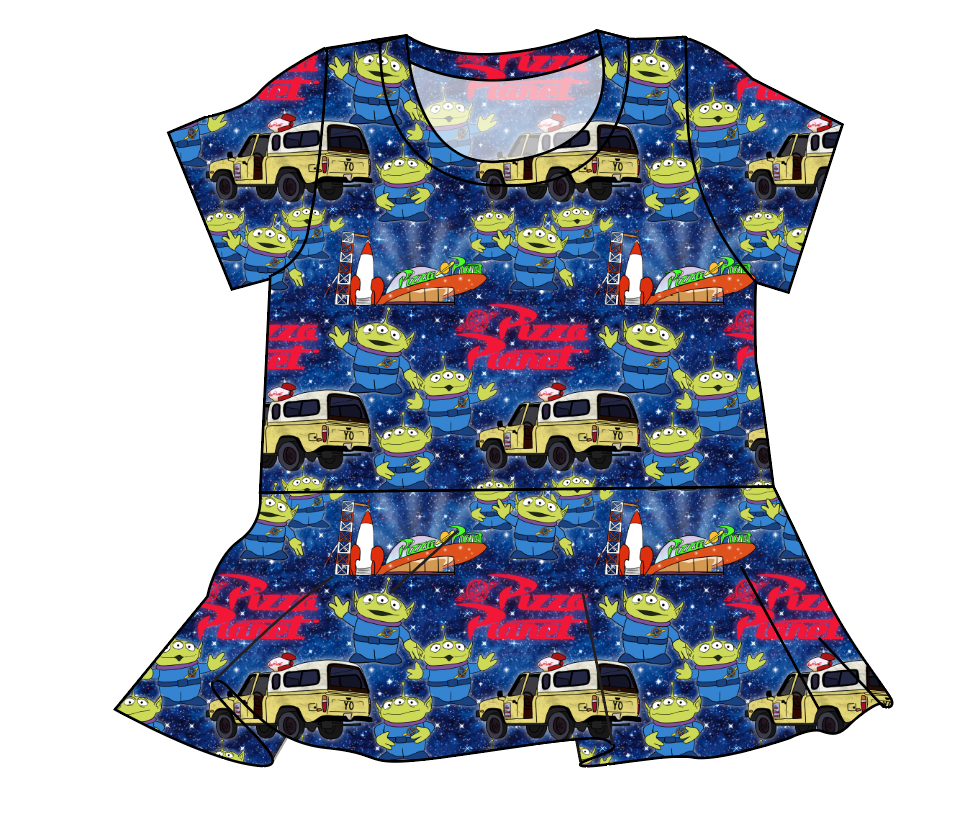 Pizza Planet Ladies' Peplum Top