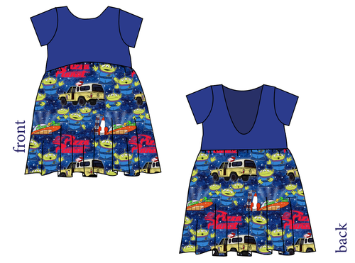 Pizza Planet Low Back Dress