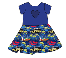 Load image into Gallery viewer, Pizza Planet Molly Heart Back Twirly Dress