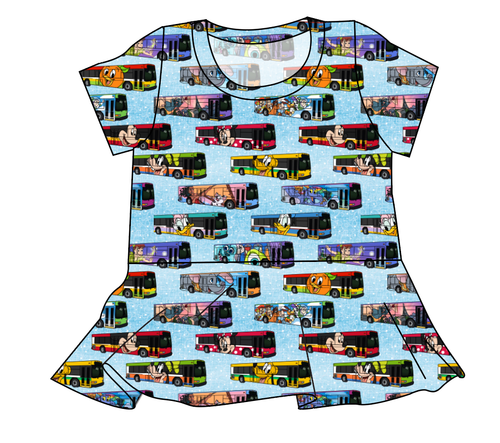 Magical Buses Ladies' Peplum Top