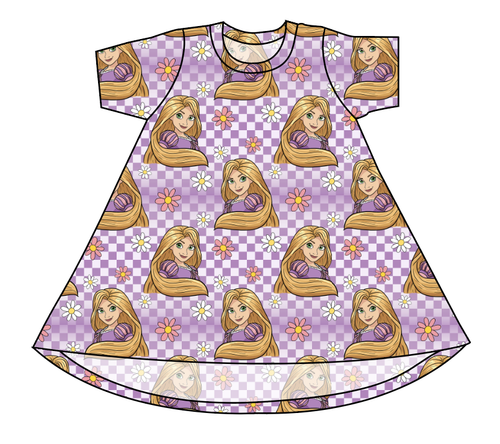 Tower Princess Check Basic T-Shirt Dress