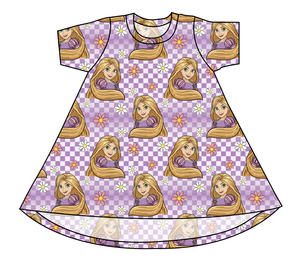 Tower Princess Check Basic T-Shirt Dress