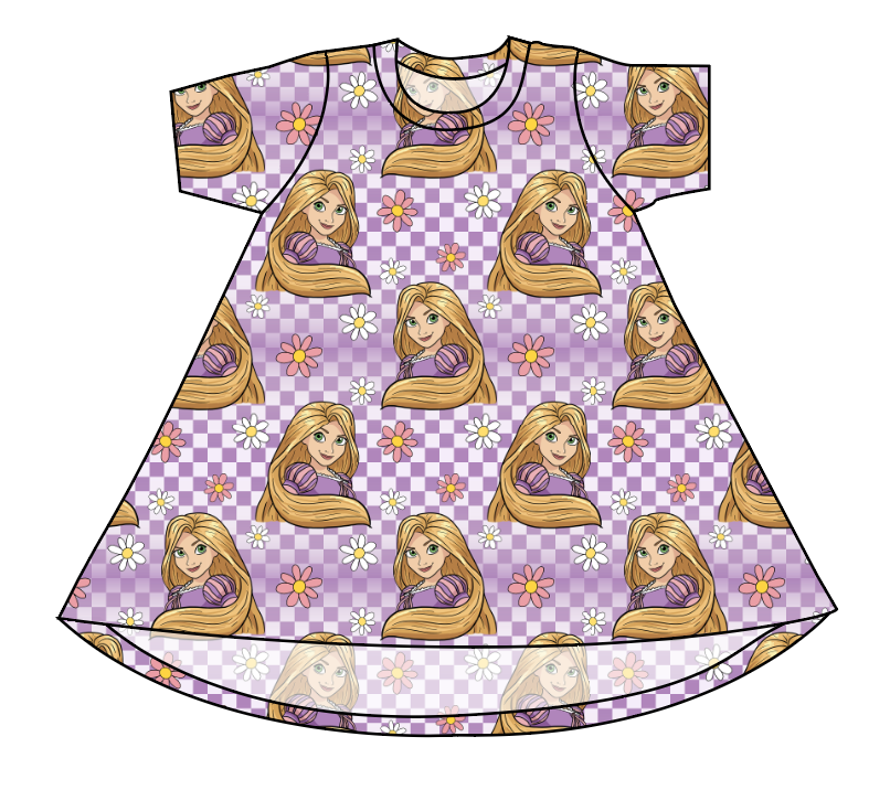 Tower Princess Check Basic T-Shirt Dress