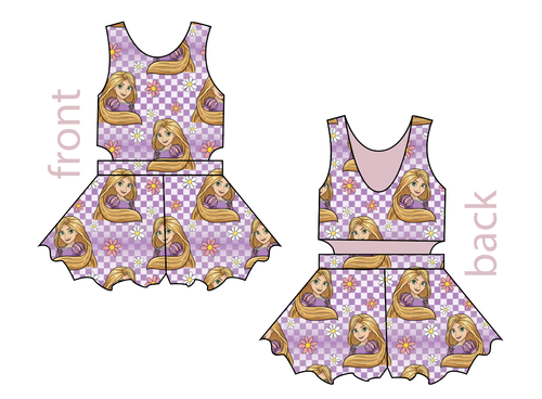 Tower Princess Check Kids Playsuit