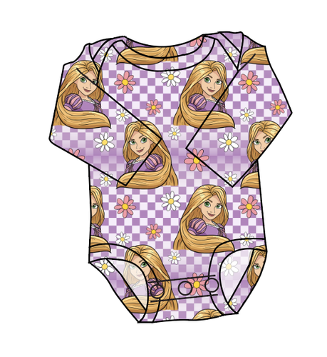 Tower Princess Check Lap Neck Bodysuit