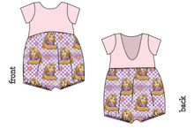 Load image into Gallery viewer, Tower Princess Check Low Back Romper and Bubble Romper