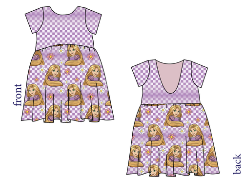 Tower Princess Check Low Back Dress