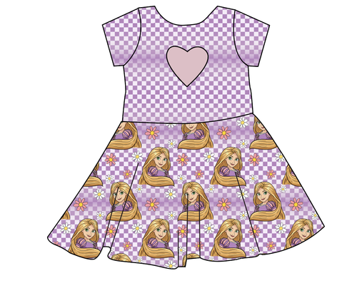 Tower Princess Check Molly Heart Back Twirly Dress