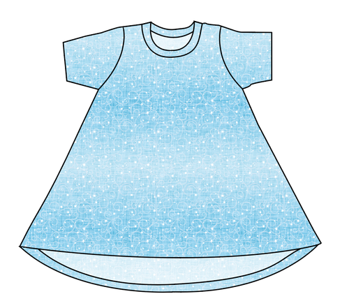 Soft Blue Swirls Basic T-Shirt Dress