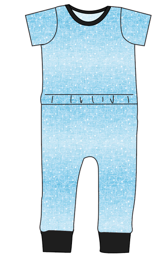 Soft Blue Swirls Bennett Pants and Shorts Length T-Shirt Romper