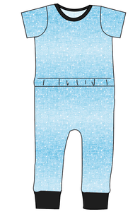 Soft Blue Swirls Bennett Pants and Shorts Length T-Shirt Romper