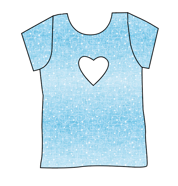 Soft Blue Swirls Cambria Heart Back Tee