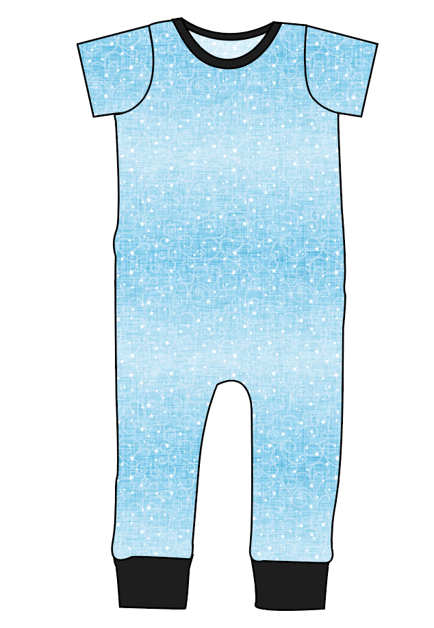 Soft Blue Swirls Emmett Pants And Shorts T-Shirt Romper