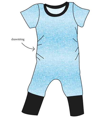 Soft Blue Swirls Grow With Me Pants And Shorts Romper