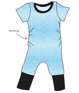Soft Blue Swirls Grow With Me Pants And Shorts Romper