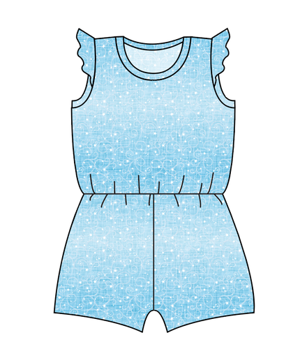 Soft Blue Swirls Ivy Summer Romper
