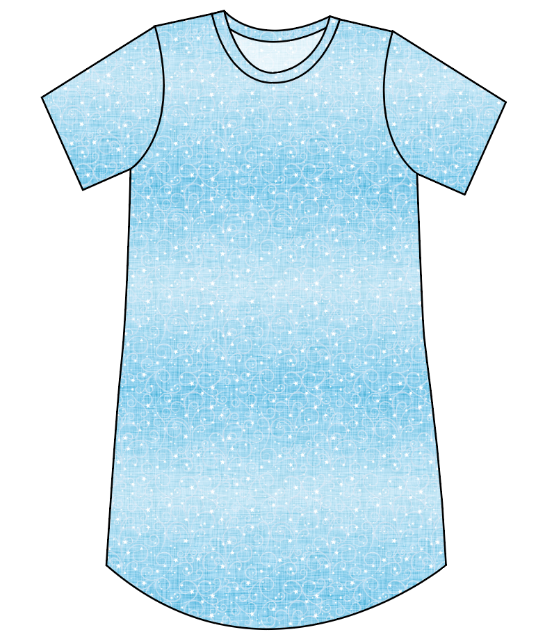 Soft Blue Swirls Ladies' T-Shirt Dress