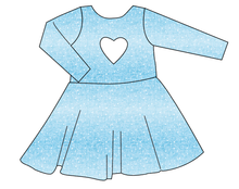 Load image into Gallery viewer, Soft Blue Swirls Molly Heart Back Twirly Dress