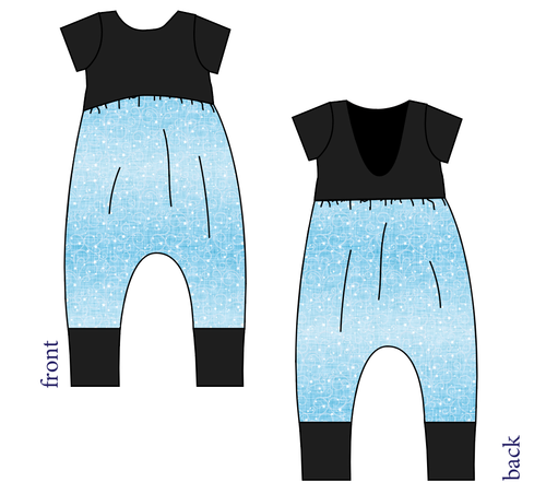 Soft Blue Swirls Low Back Romper and Bubble Romper