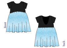 Load image into Gallery viewer, Soft Blue Swirls Low Back Dress