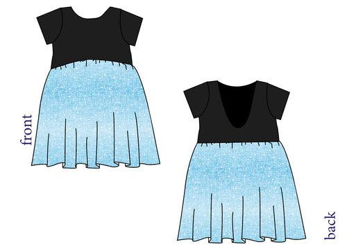 Soft Blue Swirls Low Back Dress