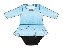 Load image into Gallery viewer, Soft Blue Swirls Peplum Top