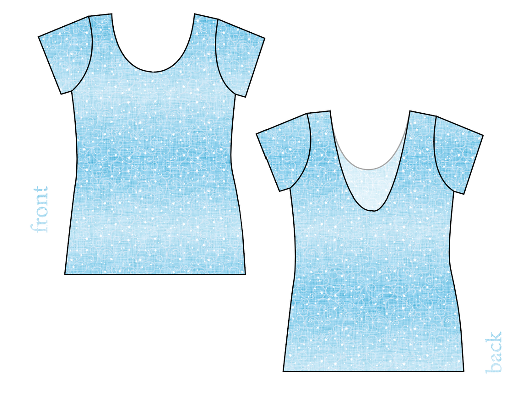 Soft Blue Swirls Ladies' Low Back Ballerina Tee