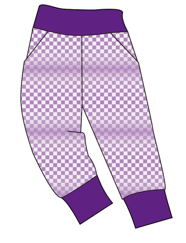 Purple Check Basic Joggers And Jogger Shorts