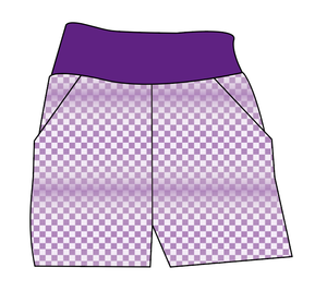 Purple Check Basic Joggers And Jogger Shorts