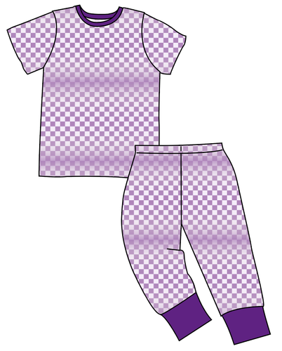 Purple Check Basic Loungewear Set