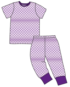 Purple Check Basic Loungewear Set