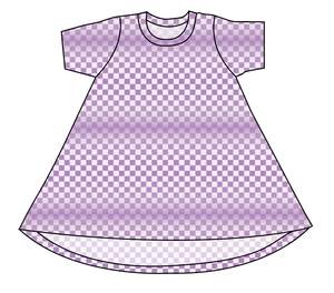 Purple Check Basic T-Shirt Dress