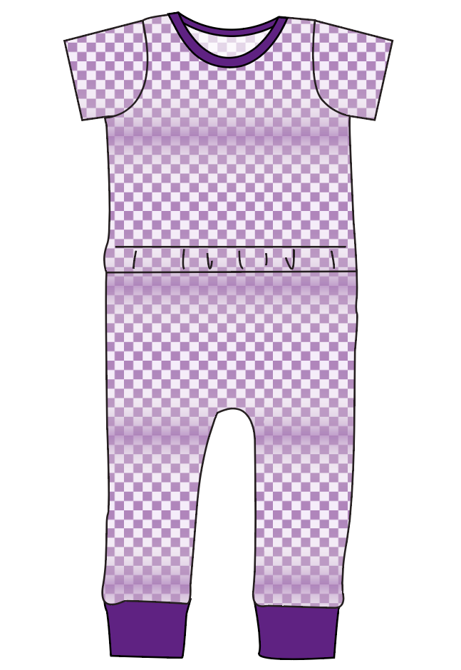 Purple Check Bennett Pants and Shorts Length T-Shirt Romper