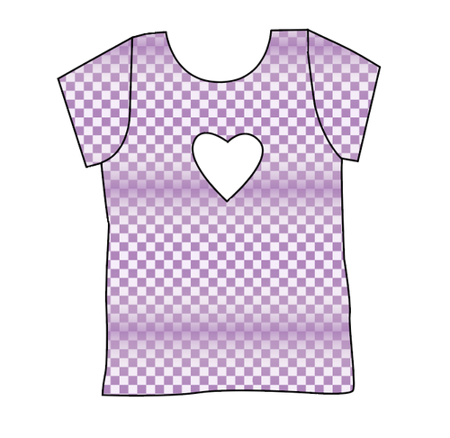 Purple Check Cambria Heart Back Tee