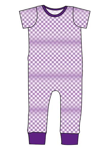 Purple Check Emmett Pants And Shorts T-Shirt Romper
