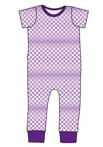Purple Check Emmett Pants And Shorts T-Shirt Romper