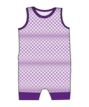 Load image into Gallery viewer, Purple Check Emmett Pants And Shorts T-Shirt Romper