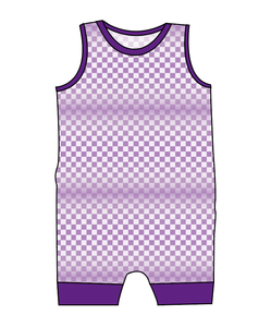 Purple Check Emmett Pants And Shorts T-Shirt Romper