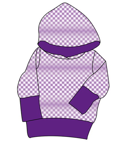 Purple Check Grow With Me Hoodie (or Crewneck)