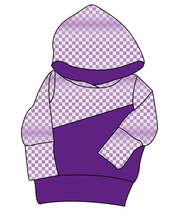 Load image into Gallery viewer, Purple Check Grow With Me Hoodie (or Crewneck)