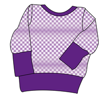 Load image into Gallery viewer, Purple Check Grow With Me Hoodie (or Crewneck)