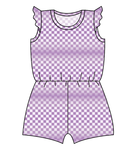 Purple Check Ivy Summer Romper