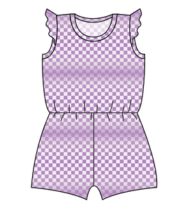 Purple Check Ivy Summer Romper