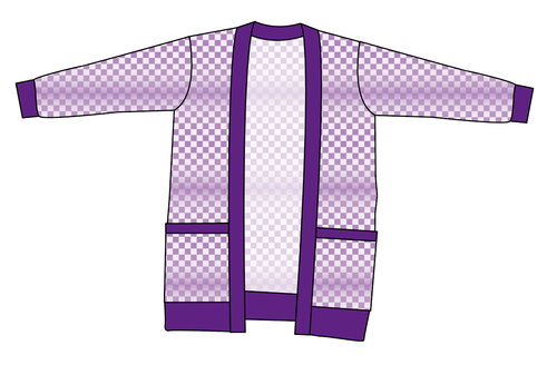 Purple Check Ladies' Grandpa Cardigan