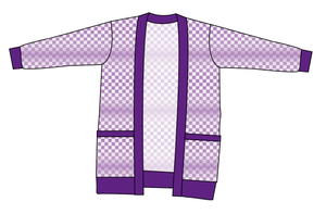 Purple Check Ladies' Grandpa Cardigan